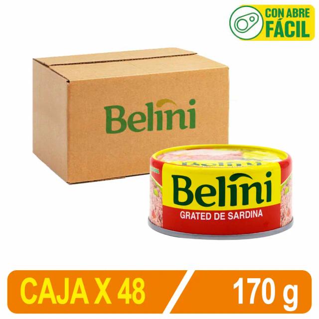 Grated De Sardina Peruana Belini En Agua Y Sal 1/2 Lb 170 Gr Caja X 48 Uni