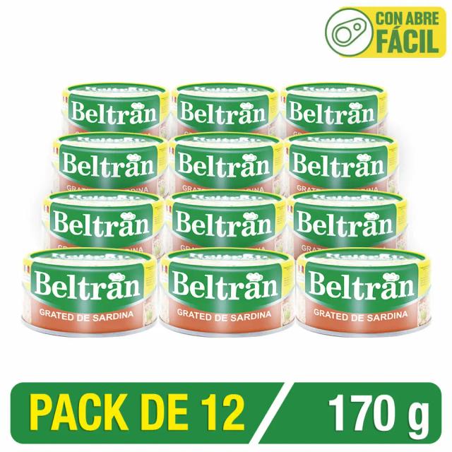 Grated De Sardina Peruana Beltrán En Agua Y Sal 1/2 Lb 170 Gr. Caja X 12 Uni