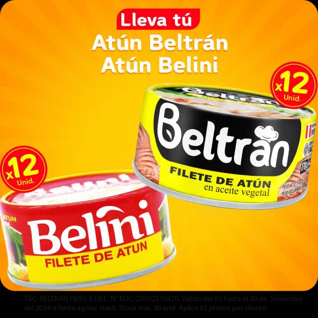 1 Docena de Filete de Atún Belini X 170 Gr + 1 Docena de Filete de Atún Beltrán X 170 Gr