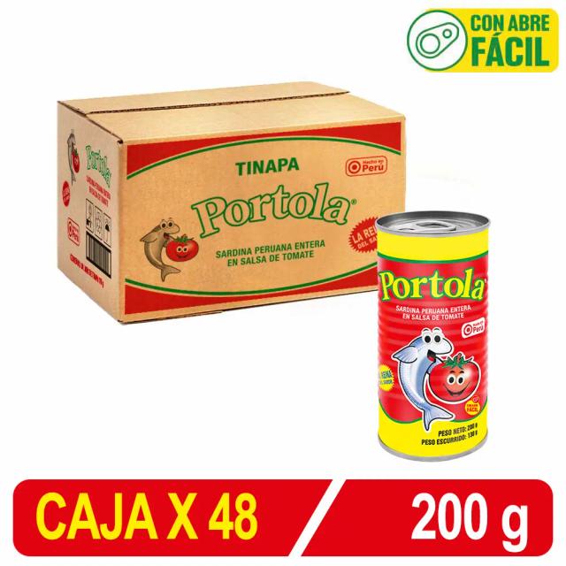 Portola Sardina Peruana Entera S/Tomate Caja X 200 Gr X 48 Uni Tinapon