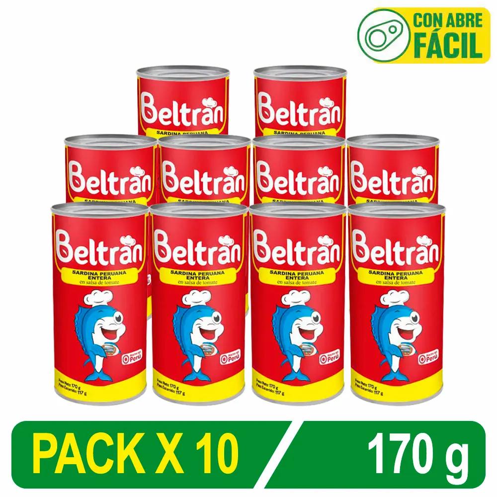 Sardina Peruana Entera Beltrán En S/Tomate X 170 Gr Caja X 10 Uni Tinapa