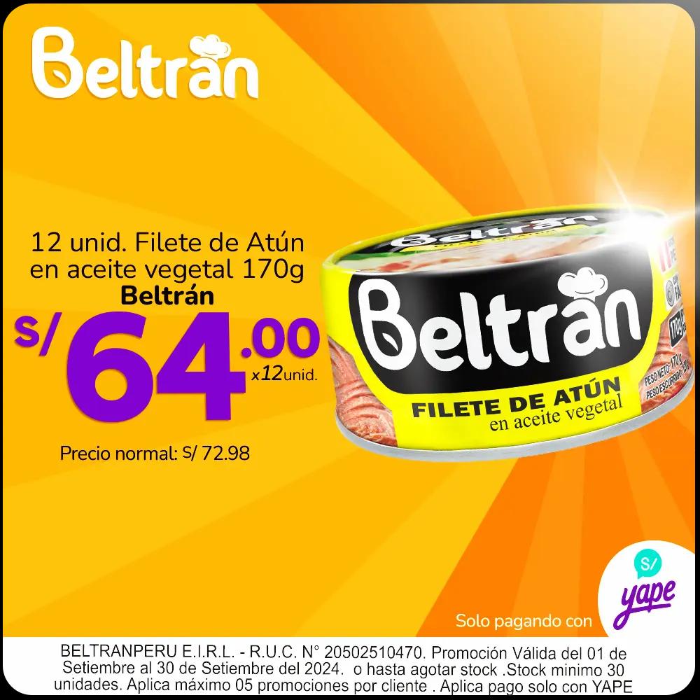 1 Docena de Filete de Atún Beltrán en Aceite 170 gr - PROMO YAPE