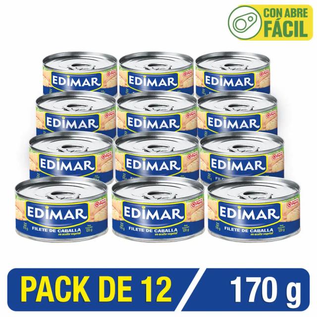 Filete De Caballa Edimar En Ac. Vegetal 1/2 Lb 170 Gr Caja X 12 Uni