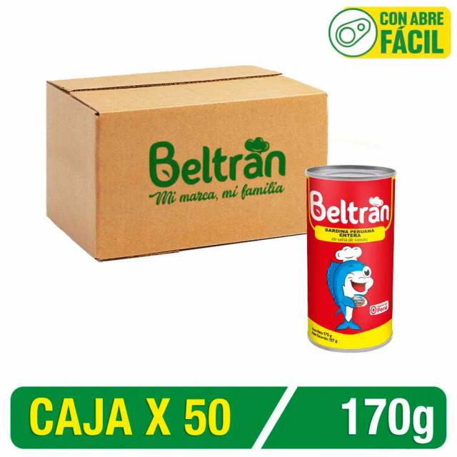 Sardina Peruana Entera Beltrán En S/Tomate X 170 Gr Caja X 50 Uni Tinapa