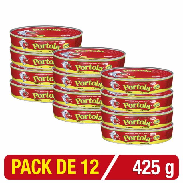 Oval Sardina Peruana Entera Portola S/ Tomate X 425 Gr Caja X 12 Uni