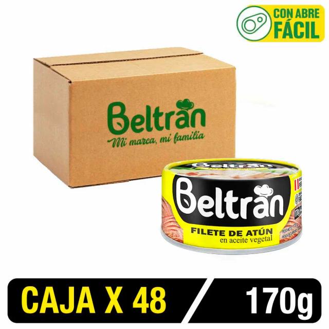 Filete De Atún Beltrán En Ac. Vegetal 1/2 Lb 170 Gr Caja X 48 Uni