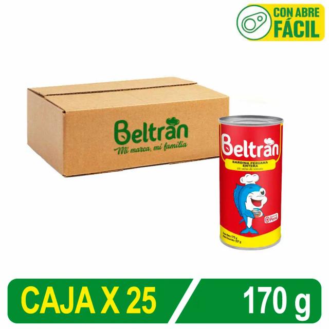 Sardina Peruana Entera Beltrán En S/Tomate X 170 Gr Caja X 25 Uni Tinapa