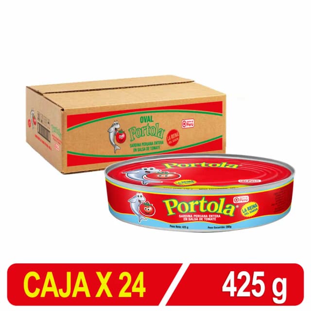 Oval Sardina Peruana Entera Portola S/ Tomate X 425 Gr Caja X 24 Uni