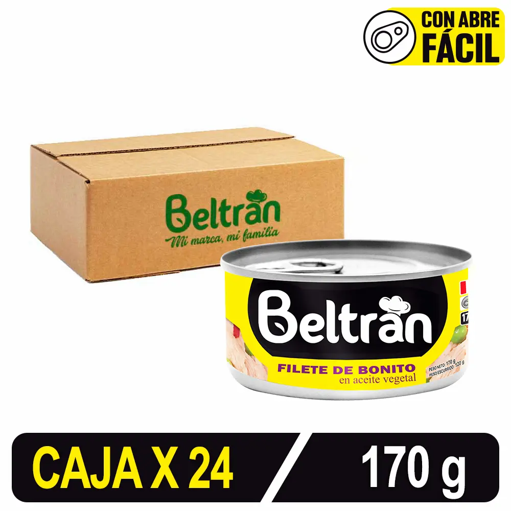 Filete De Bonito Beltrán En Ac. Vegetal 1/2 Lb 170 Gr Caja X 24 Uni
