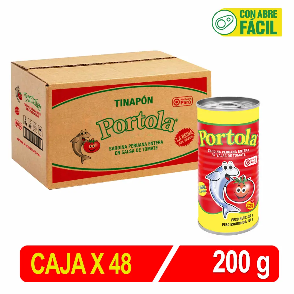 Portola Sardina Peruana Entera S/Tomate Caja X 200 Gr X 48 Uni Tinapon