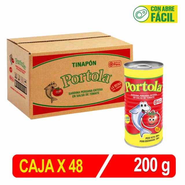 Portola Sardina Peruana Entera S/Tomate Caja X 200 Gr X 48 Uni Tinapon