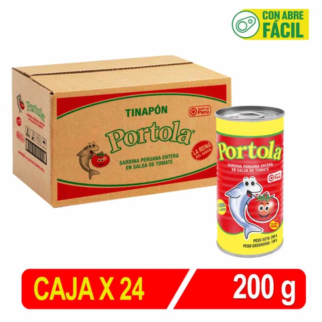 Portola Sardina Peruana Entera S/Tomate Caja X 200 Gr X 24 Uni Tinapon