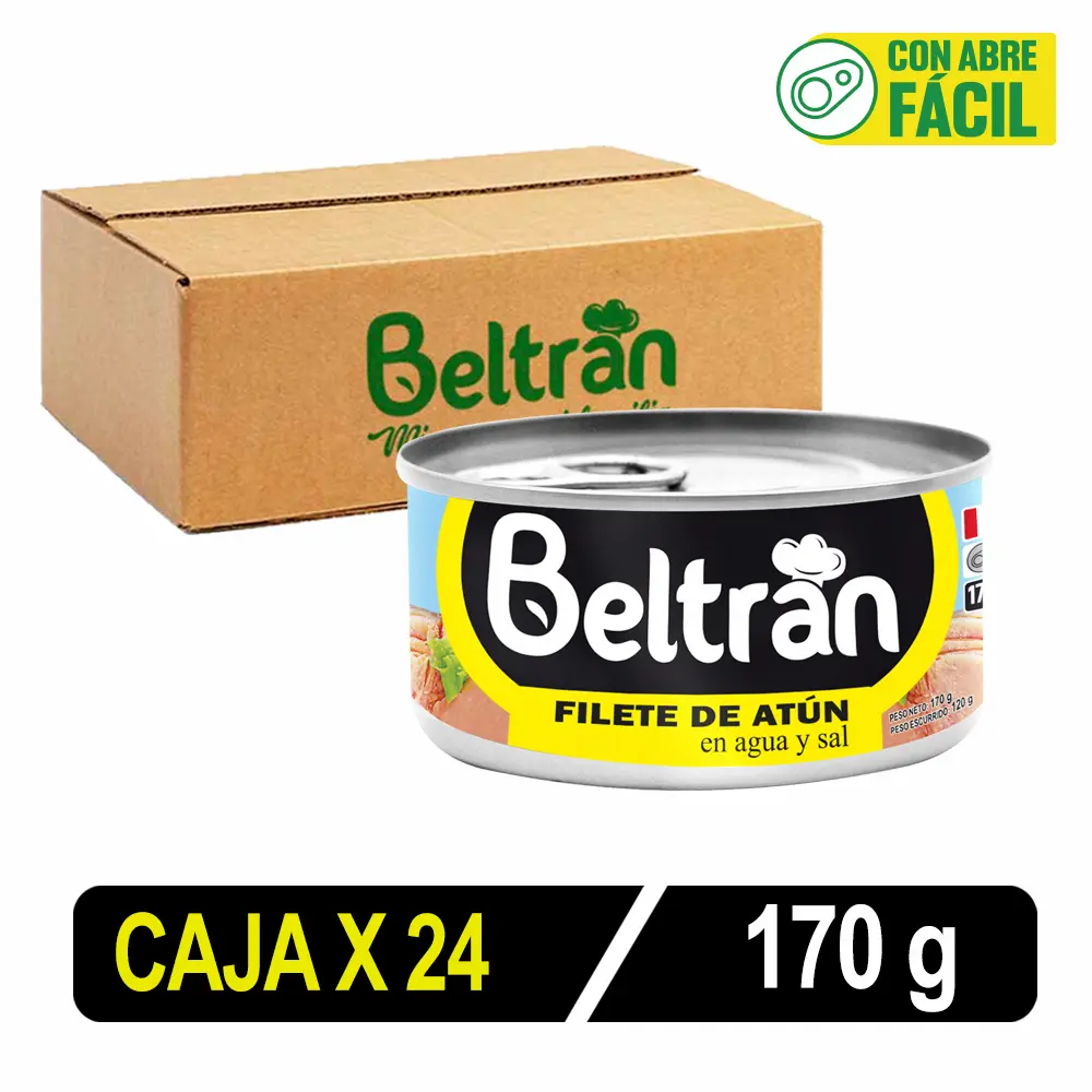 Filete De Atún En Agua Y Sal Beltrán 170 Gr Caja X 24 Uni