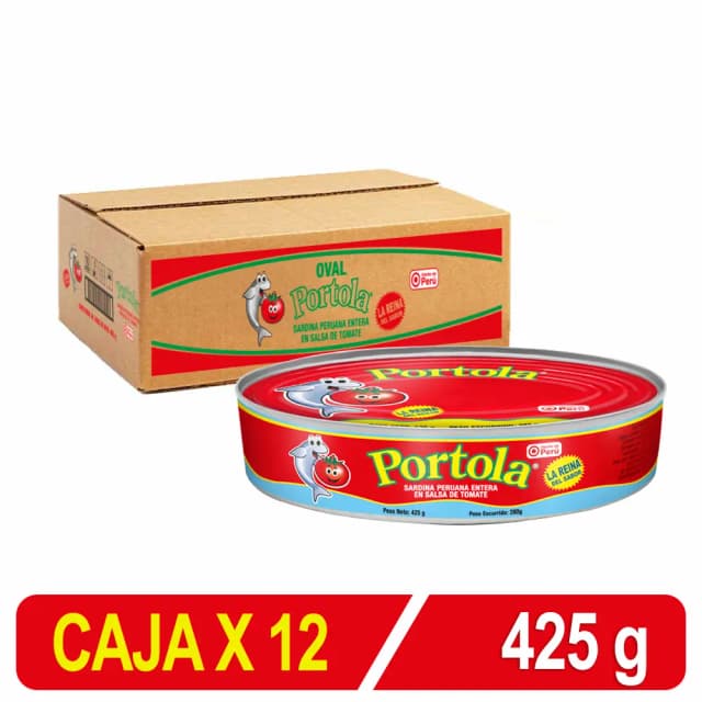 Oval Sardina Peruana Entera Portola S/ Tomate X 425 Gr Caja X 12 Uni