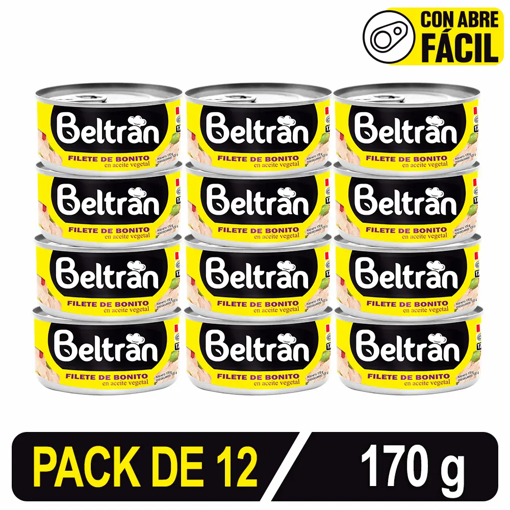 Filete De Bonito Beltrán En Ac. Vegetal 1/2 Lb 170 Gr Caja X 12 Uni