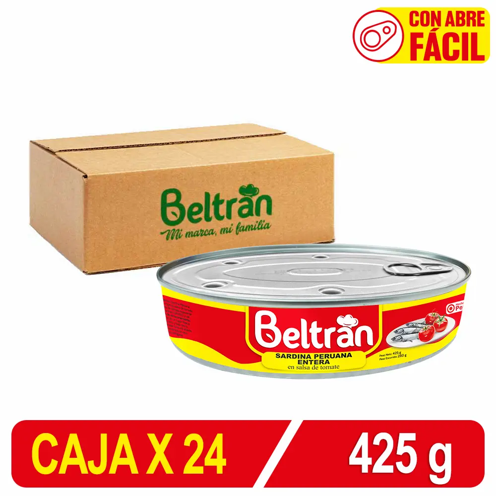 Oval Sardina Peruana Entera Beltrán S/ Tomate X 425 Gr Caja X 24 Uni
