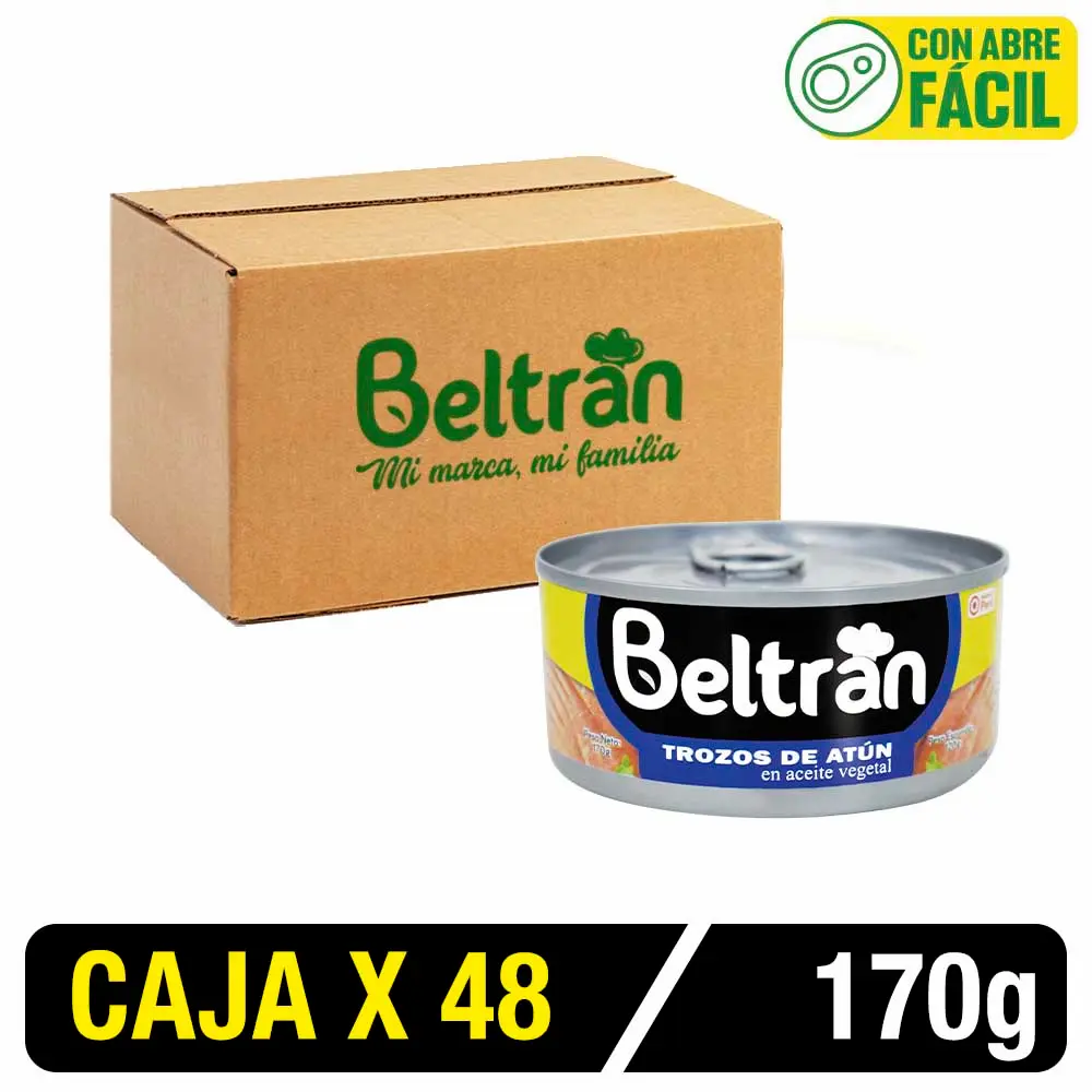 Trozos De Atún Beltrán En Aceite Vegetal X 170 Gr X 48 Uni