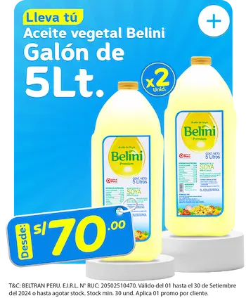 Aceite Vegetal Belini Galón 5 litros